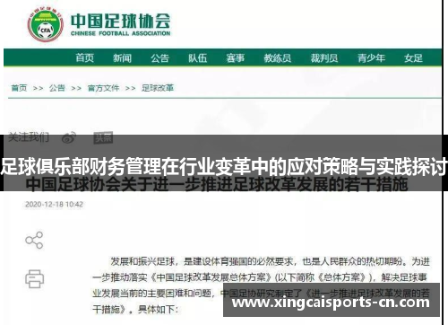 足球俱乐部财务管理在行业变革中的应对策略与实践探讨